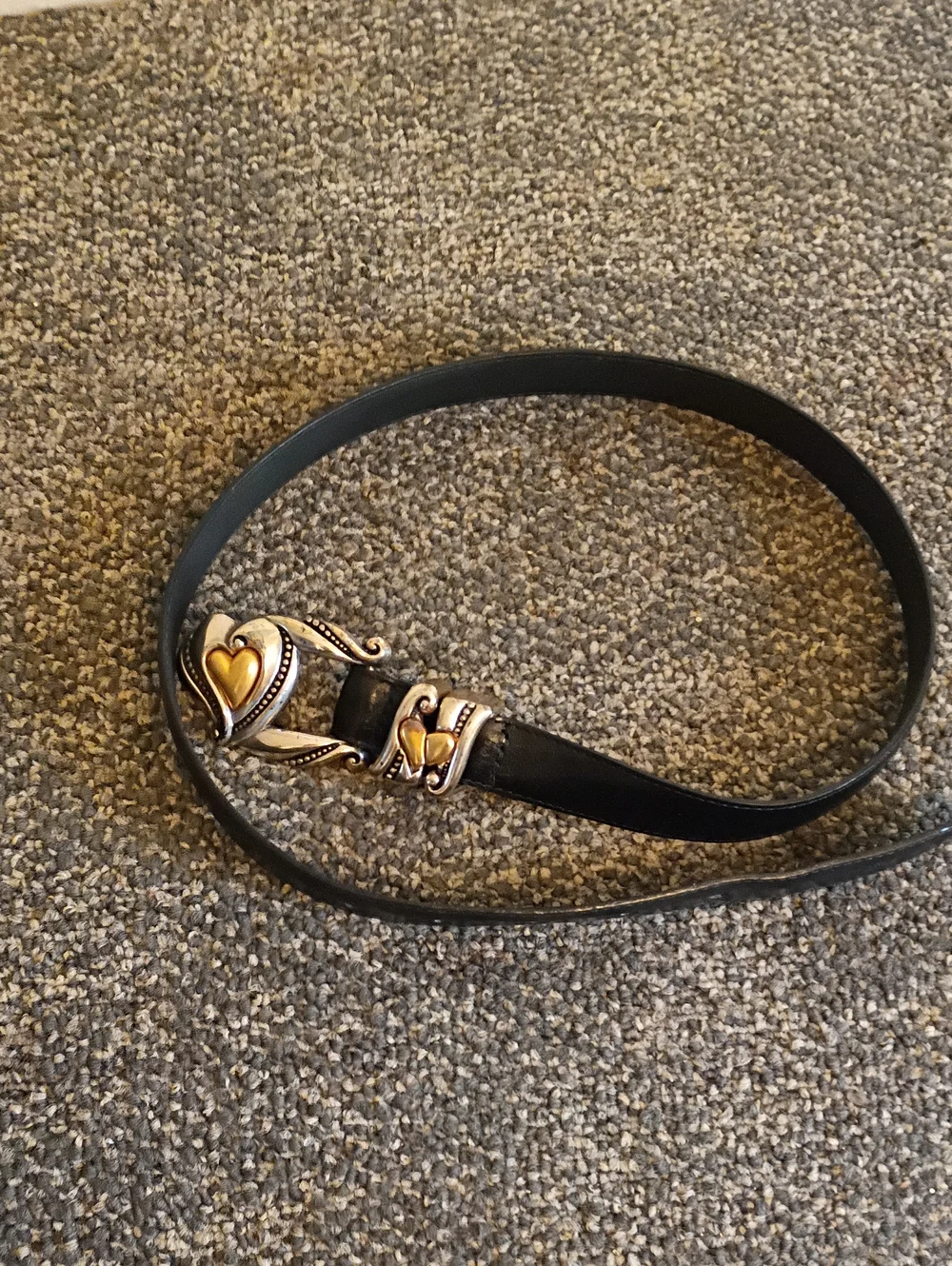 Brighton's Black Leather Women's Belt with Gold Heart Buckle